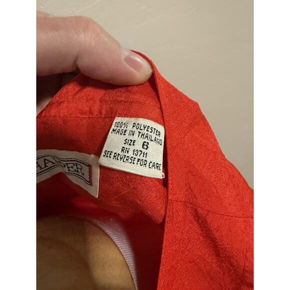 VINTAGE 90s Red Womens Joan Harper Long Sleeve Shirt Size 6 - Picture 5 of 6